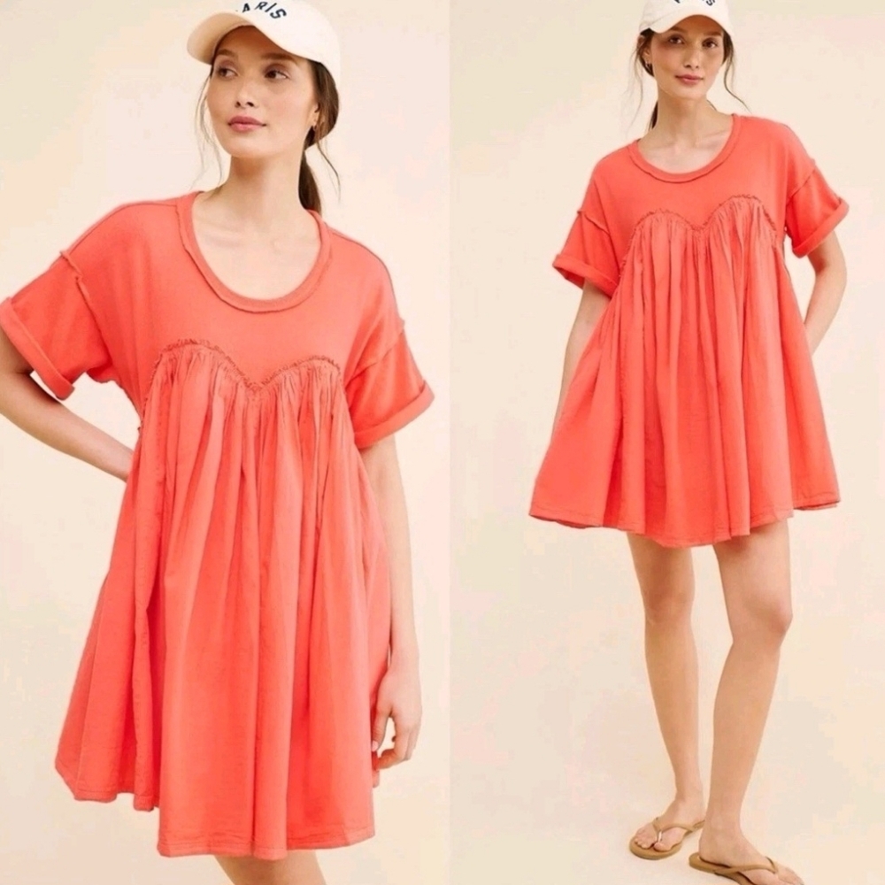 Free People Catalina Mini Dress Radiant Watermelon Xsmall Babydoll Summer